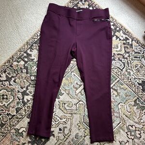 DKNY pants  women’s XL Plum thick zip pocket straight slim